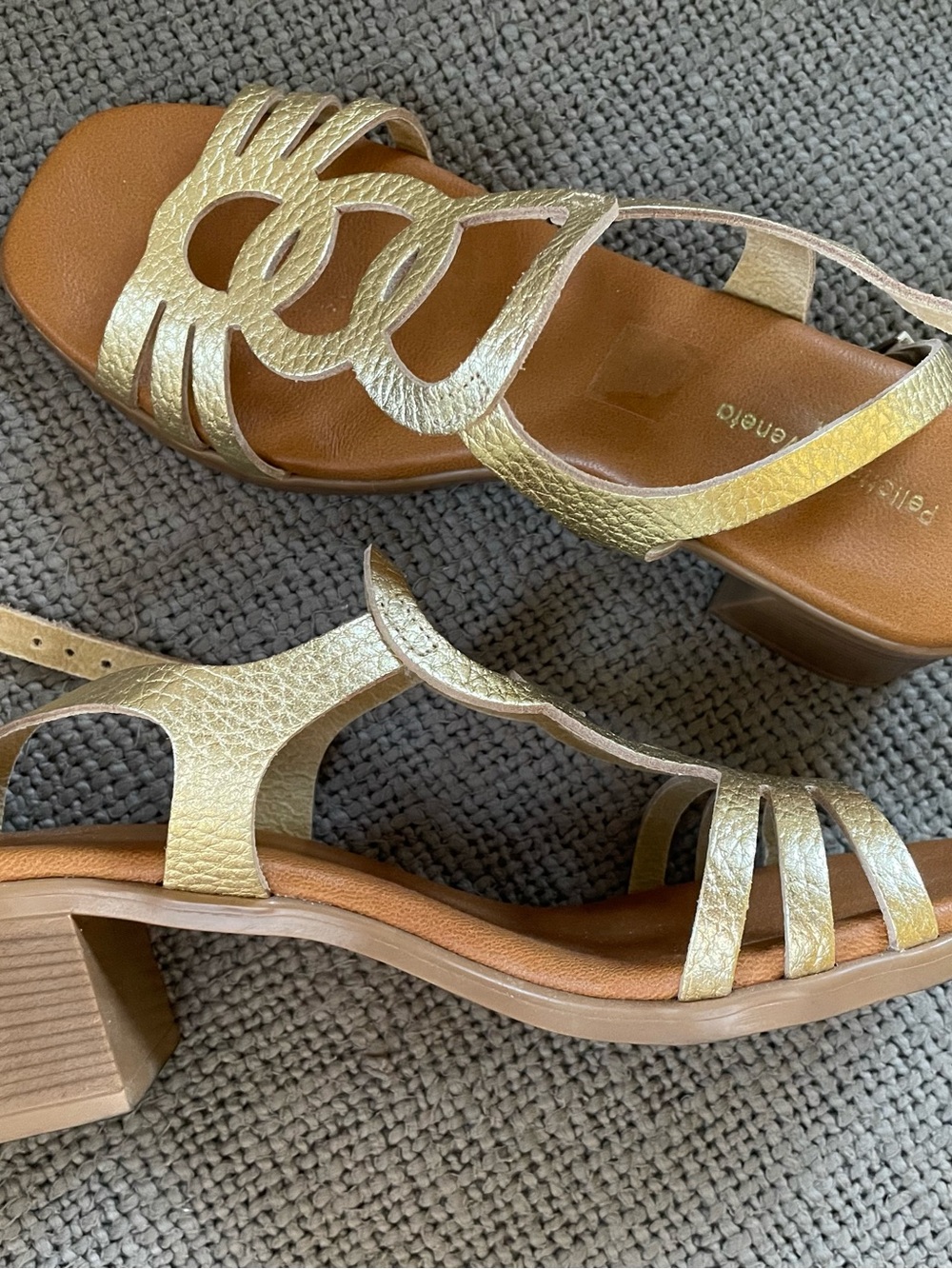 Made in Spain Leather Women's Elegant Gold Sandals